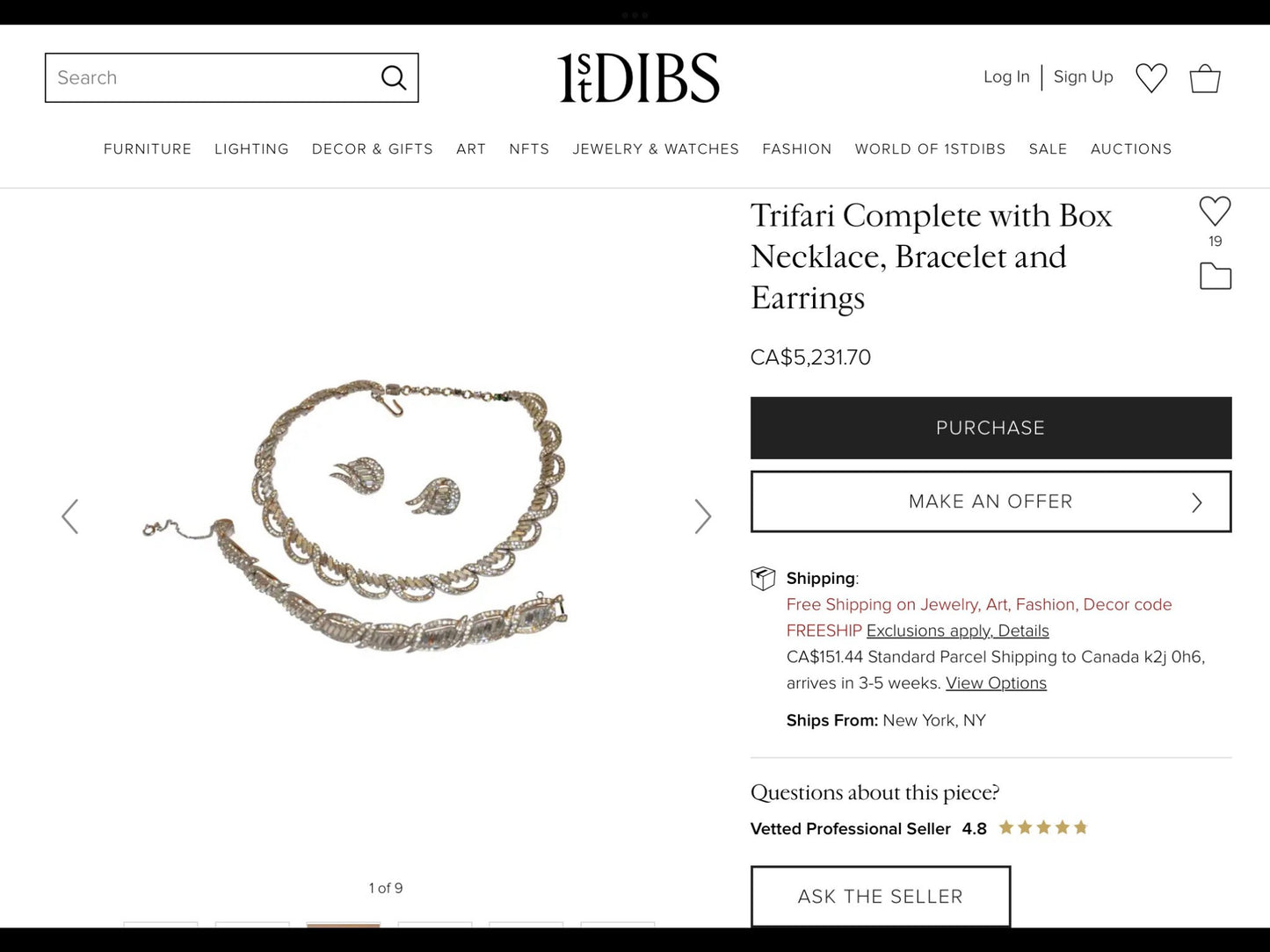 Glamorous Crown Trifari Marquise Crystal Demi-parure/Necklace and Bracelet Set ,Circa 1960s