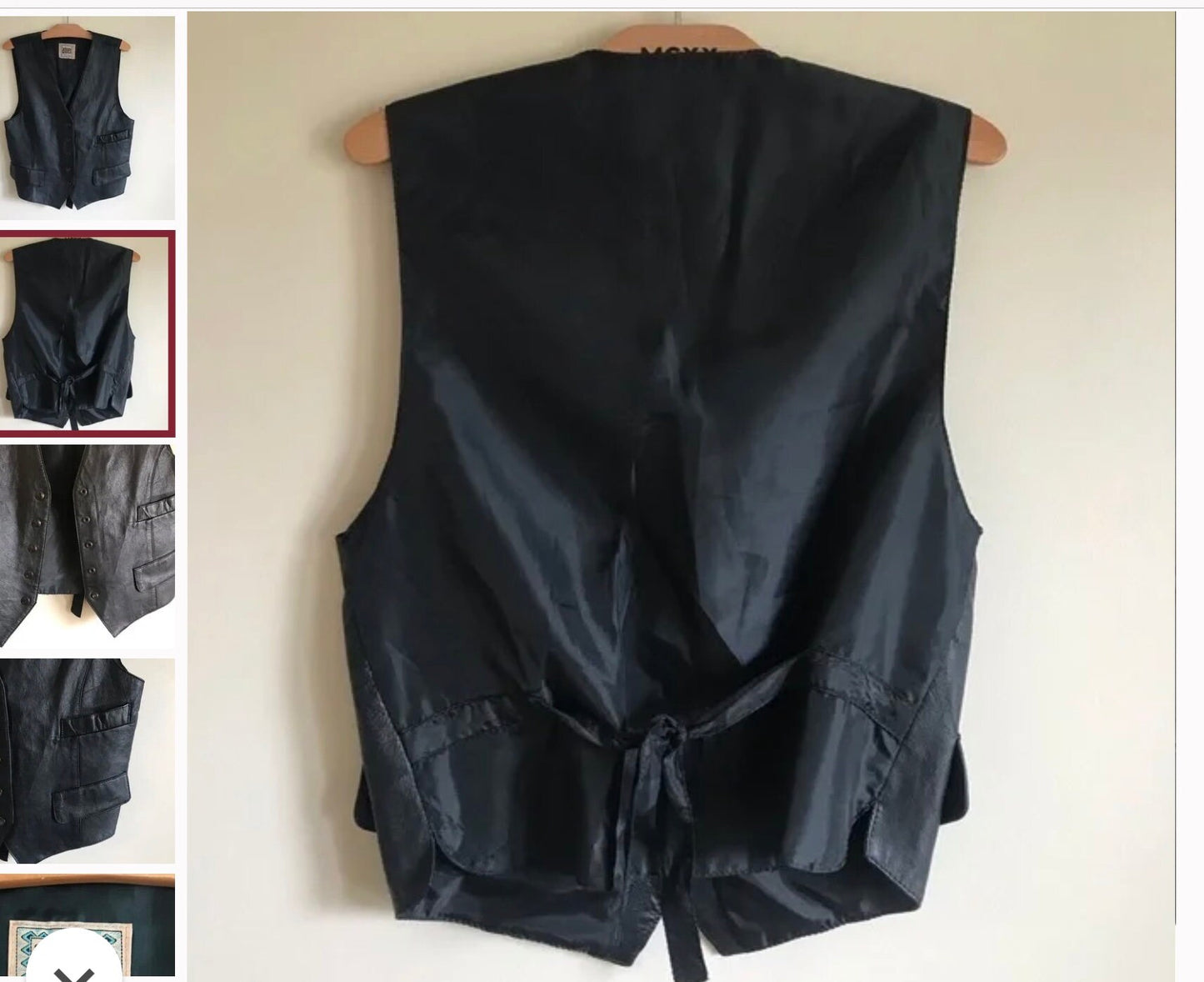 Vintage~Men's~Genuine Leather~Black~VEST/Vintage Leather Biker Vest Cuir Annex