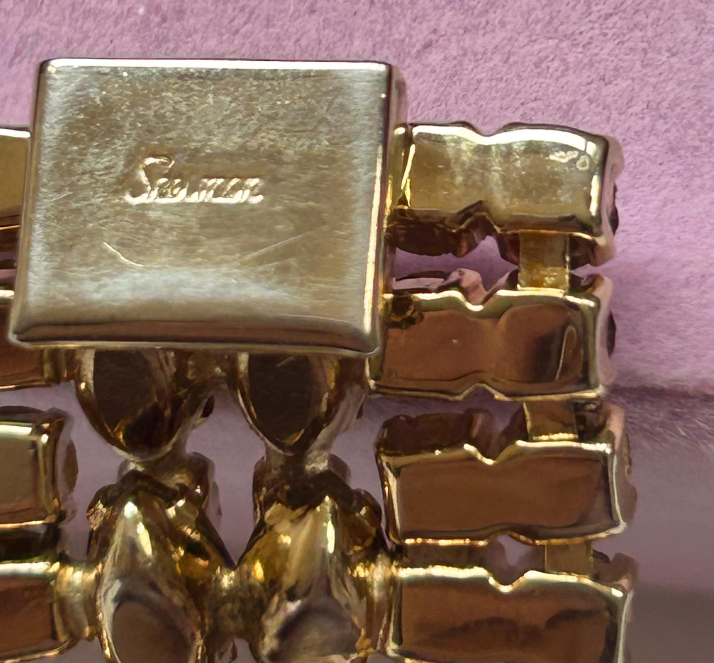Elegant Charm: Signed SHERMAN Wide Bracelet
