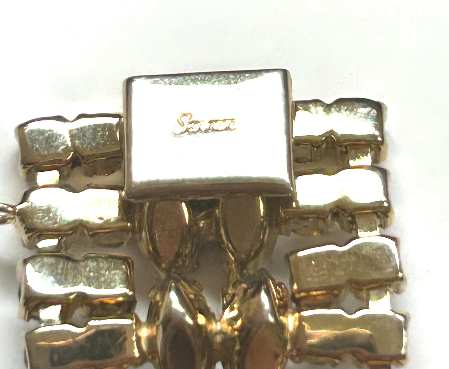 Elegant Charm: Signed SHERMAN Wide Bracelet