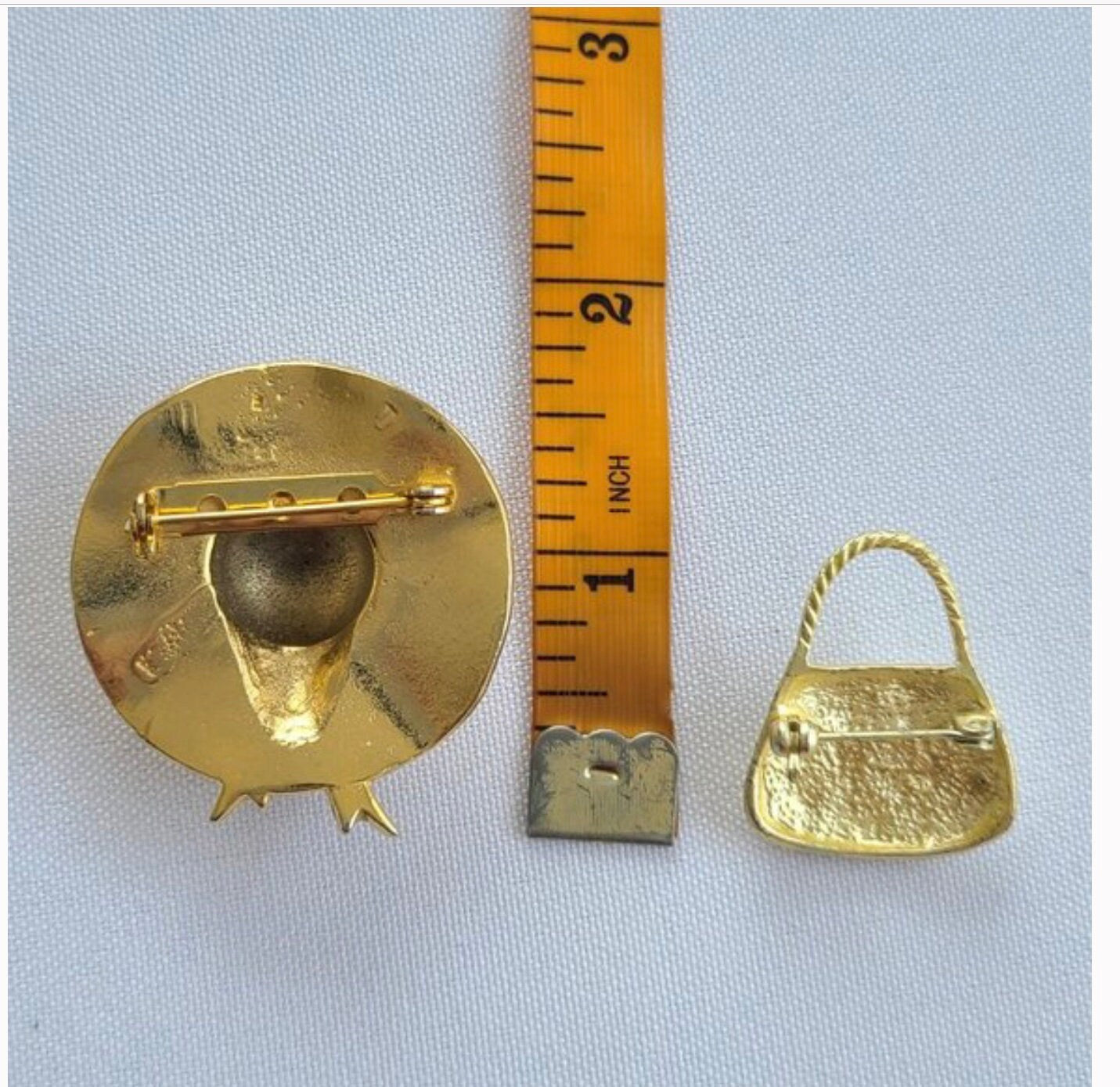 Vintage Straw Hat & Purse Brooch 2 Pc Set