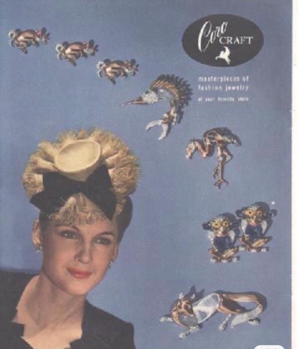 RARE early Coro Pegasus bird swallow rhinestone brooch pin & screw back earring jewellery,hallmarked Coro Craft.