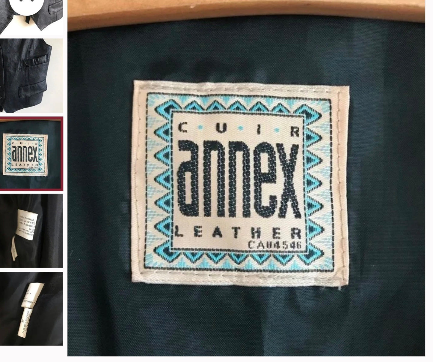 Vintage~Men's~Genuine Leather~Black~VEST/Vintage Leather Biker Vest Cuir Annex