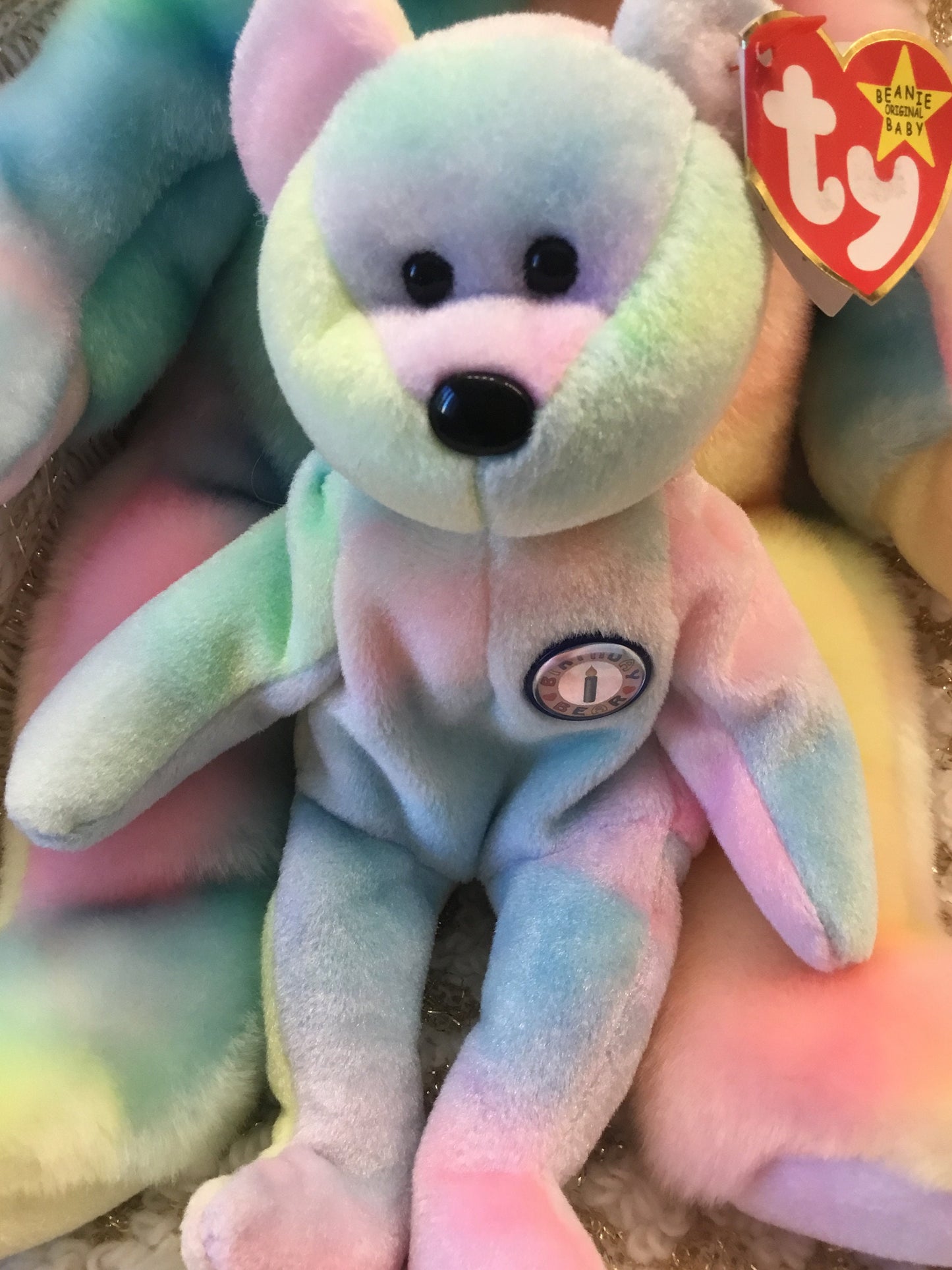 14- inch Birthday TY 1999 Bear and 8.5 inches TY birthday Bear Plush