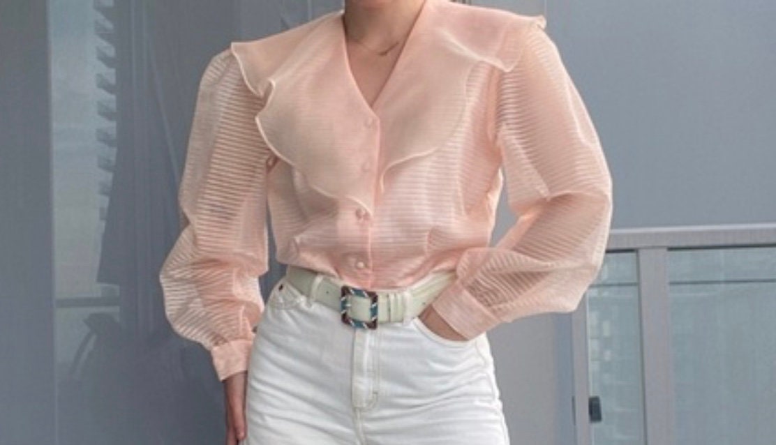 Vintage 1950s Pink Blouse, 50s Pink Blouse,M