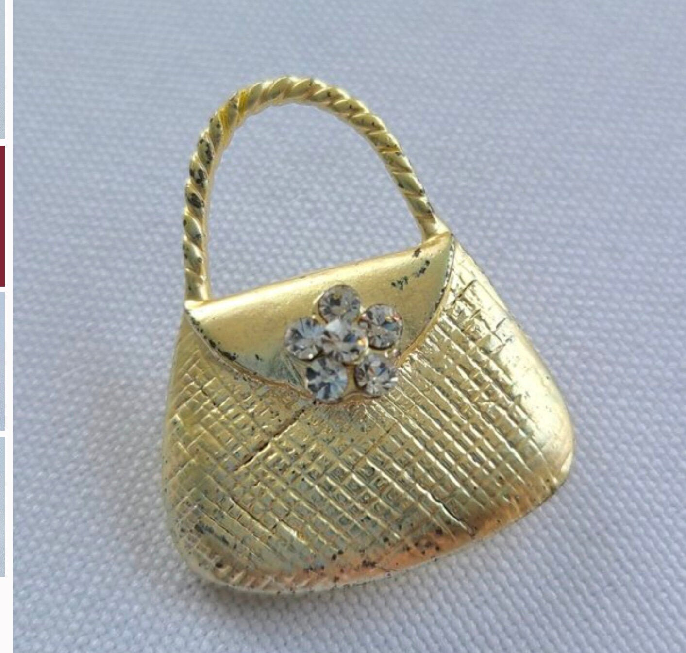 Vintage Straw Hat & Purse Brooch 2 Pc Set