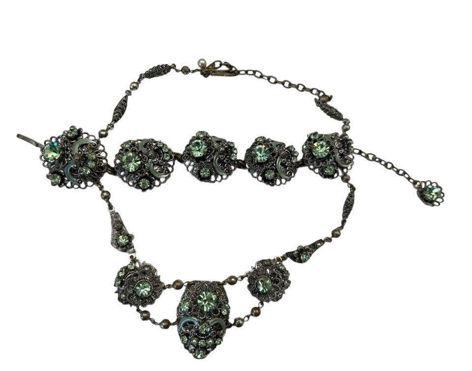 West German Vintage Art Deco Necklace and Bracelet Set