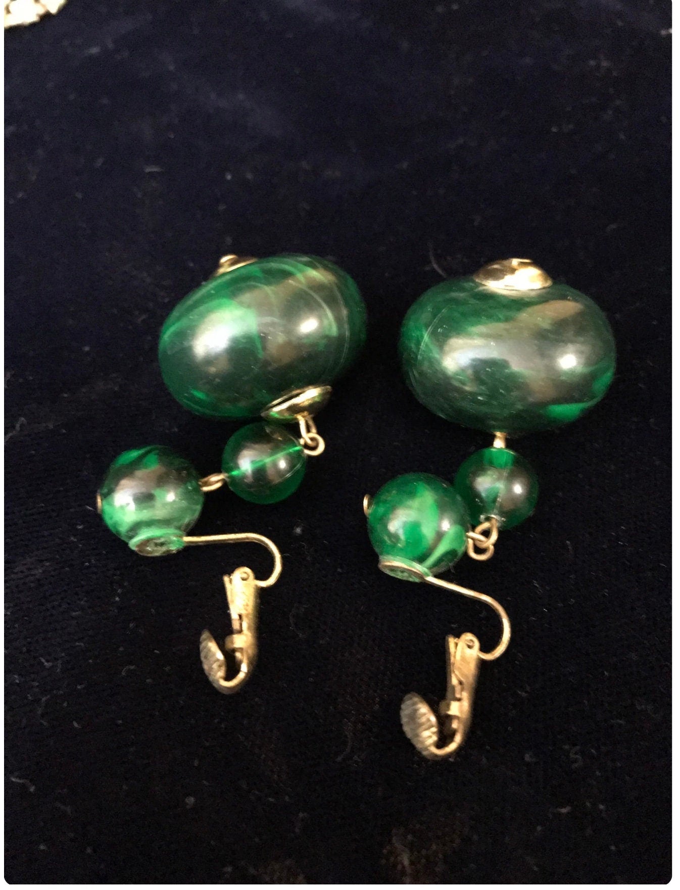 Garden of Green: Vintage Czech Brass Emerald Green Glass Cabochons & Rhinestone Bracelet Vintage Juliana Rhinestone Brooch Clip-On