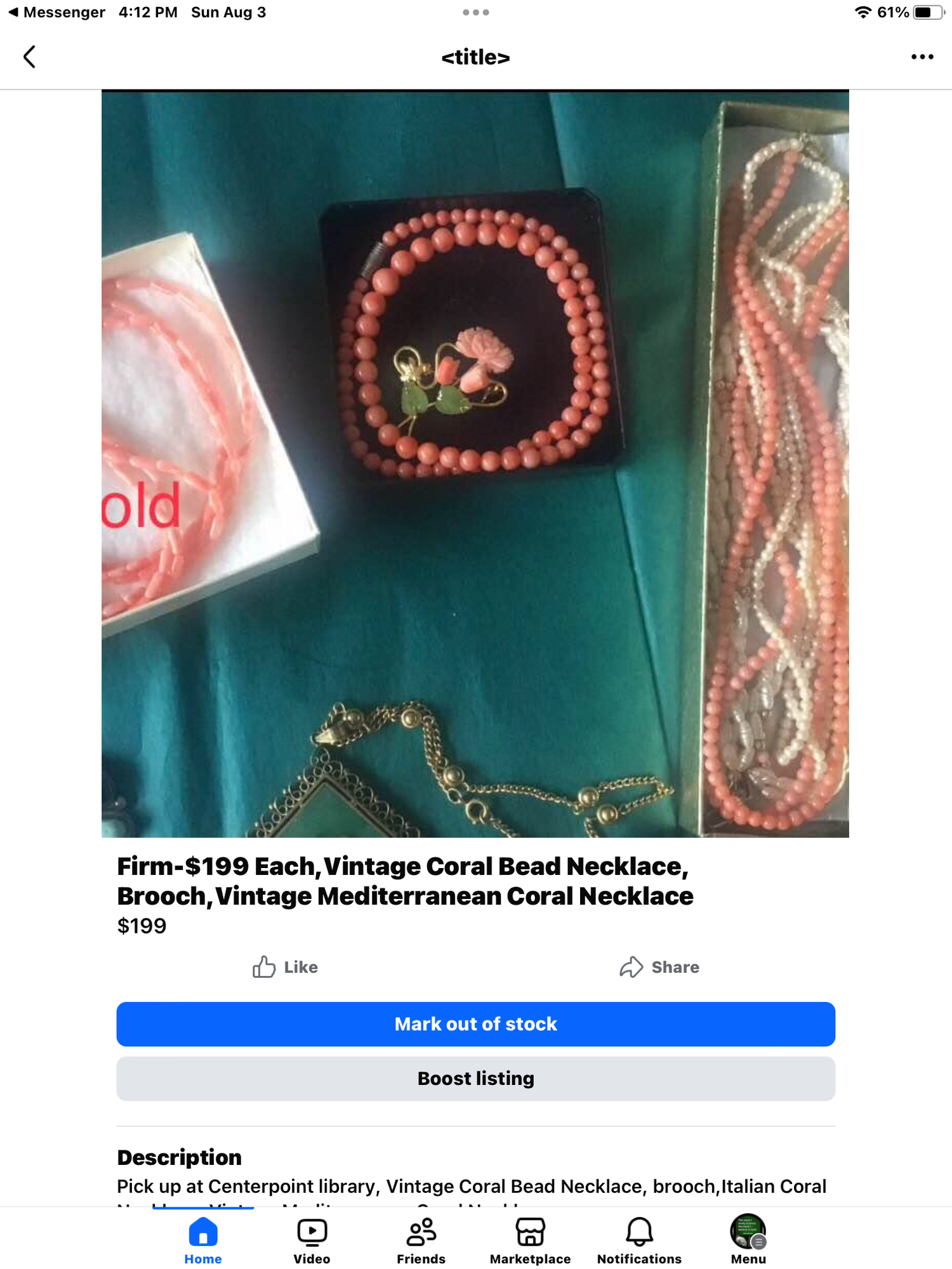 Vintage Coral and pearl necklace