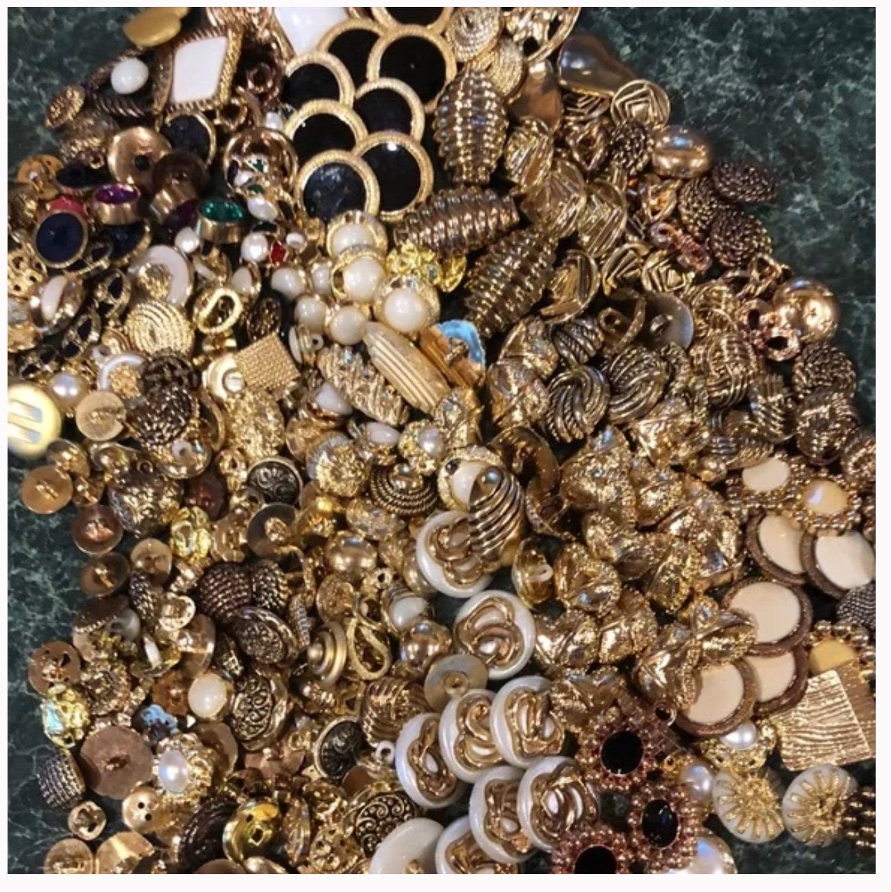 Lot of 200 Rare Vintage Old Metal, Rhinestone, Faux Pearl,Celluloid Buttons, Pretty Designs, Collectible Button Lot