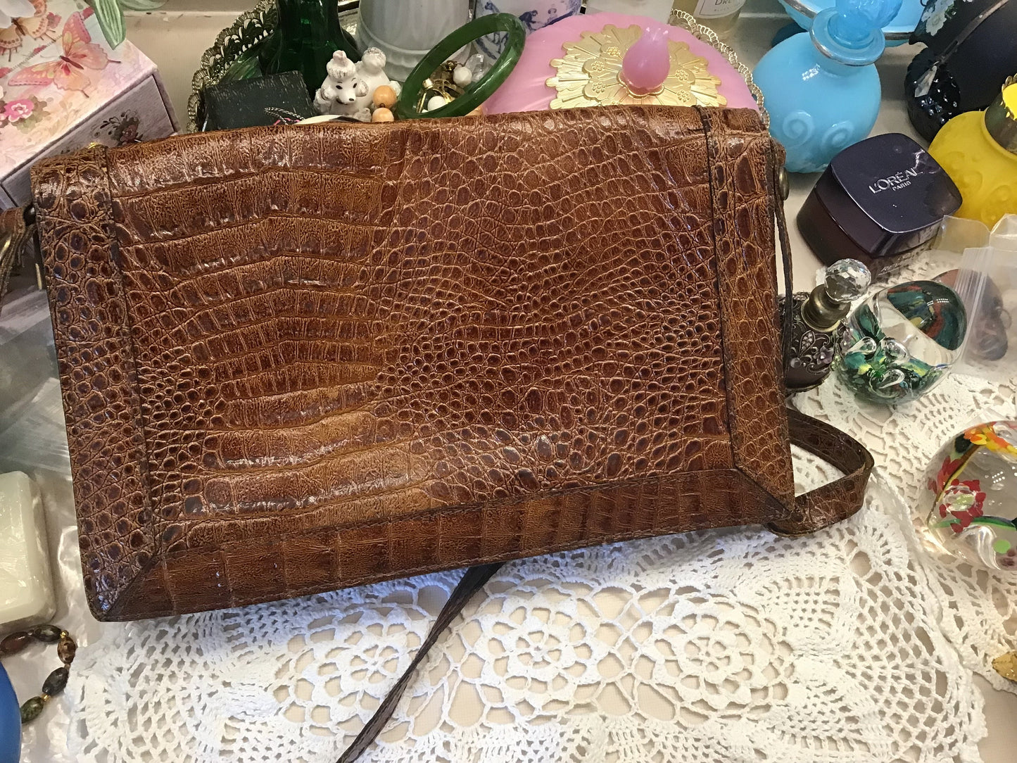 Vintage Veneto Reptile Skin Satchel - Made in Italy