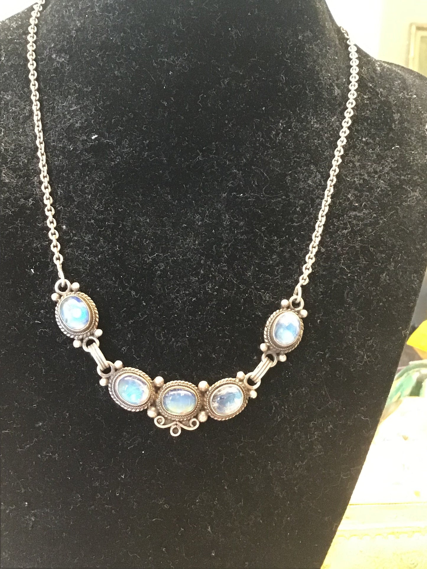Vintage Labradorite Necklace - 925 Sterling Silver - Unique and Ethnically Inspired