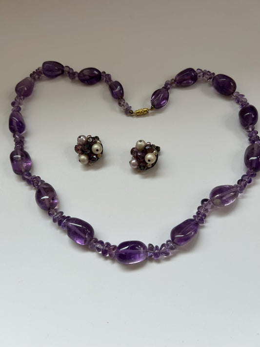 Timeless Elegance: Vintage 1960s Natural Amethyst Necklace