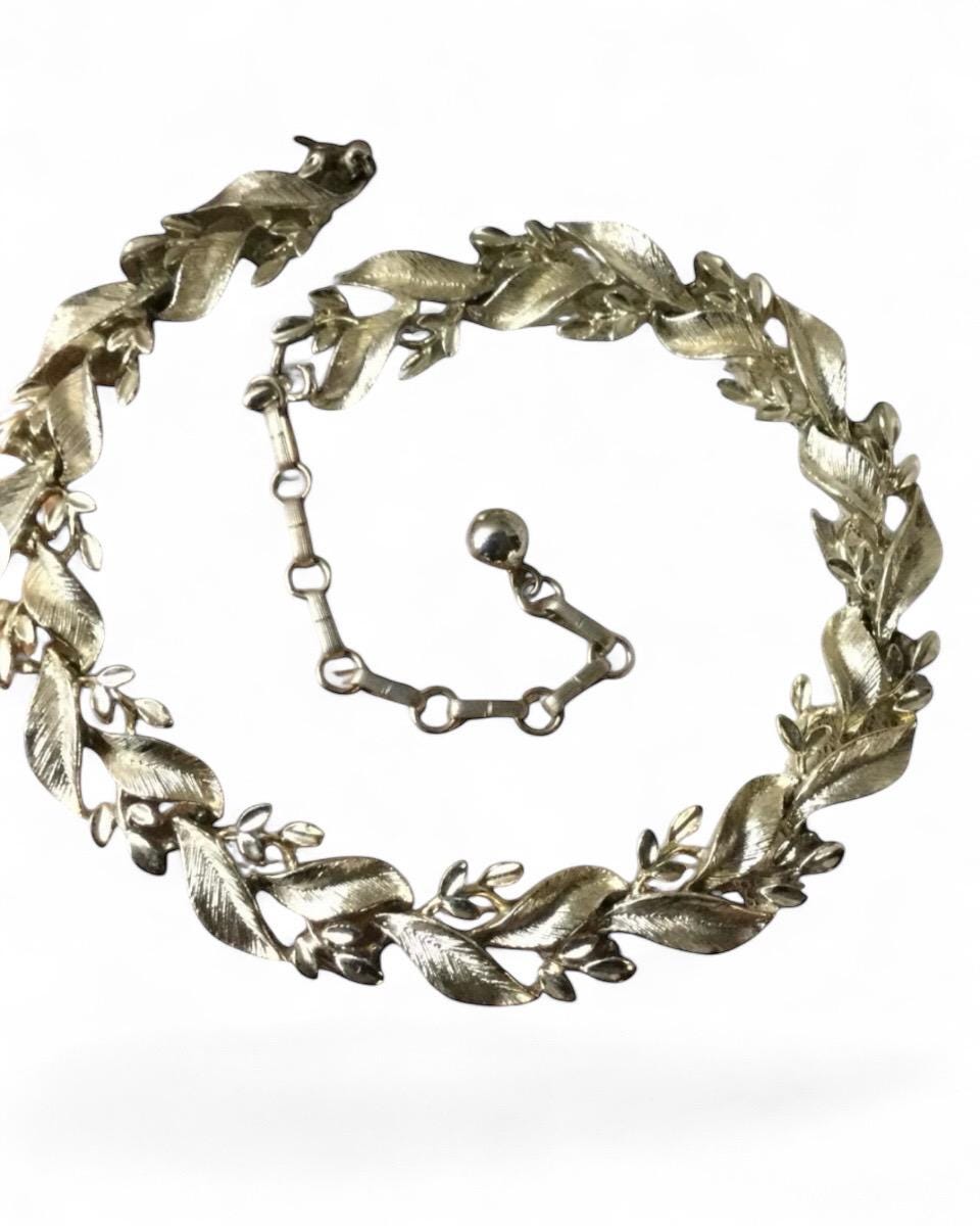 Signed Lisner Gold Tone Floral Demi Parure 1950’s