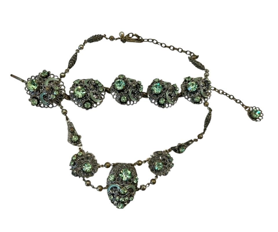 West German Vintage Art Deco Necklace and Bracelet Set
