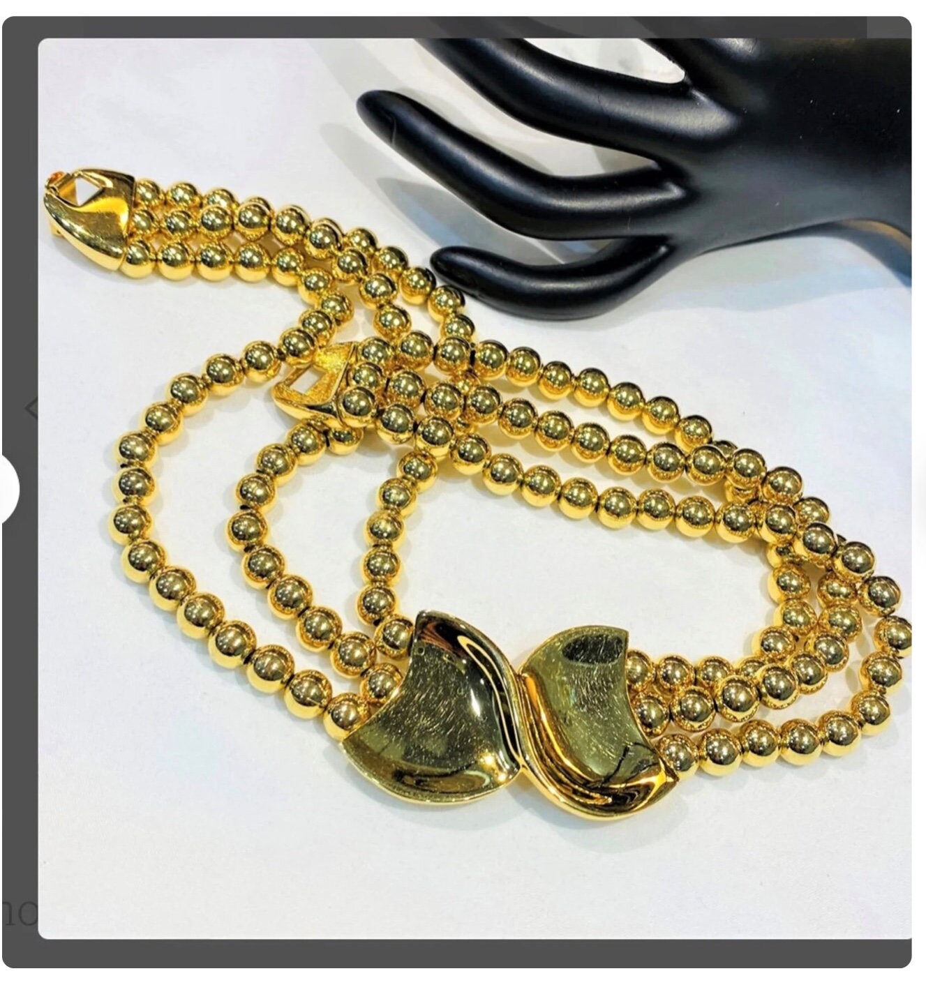Superb Heavy NAPIER BOW  Gold Metal Bib Collar Choker Necklace