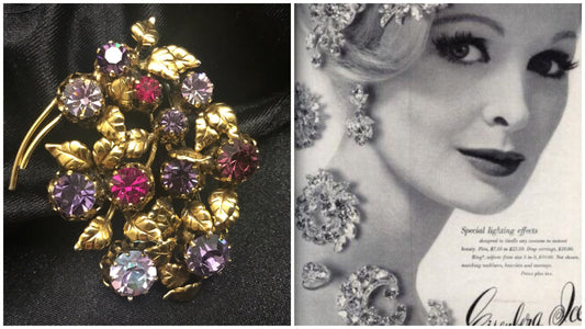 Vintage Brooch Austrian Crystal Rhinestone Pin Unique Vintage Gift
