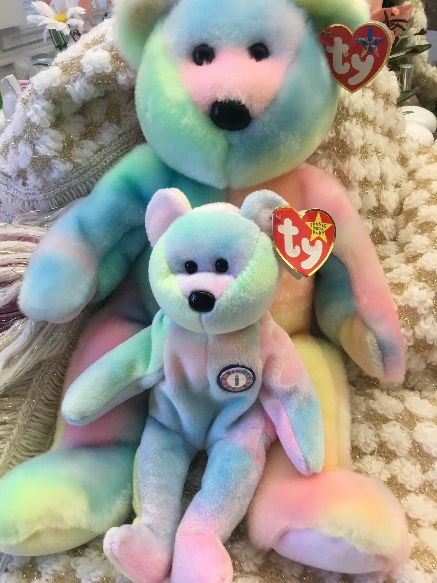 14- inch Birthday TY 1999 Bear and 8.5 inches TY birthday Bear Plush