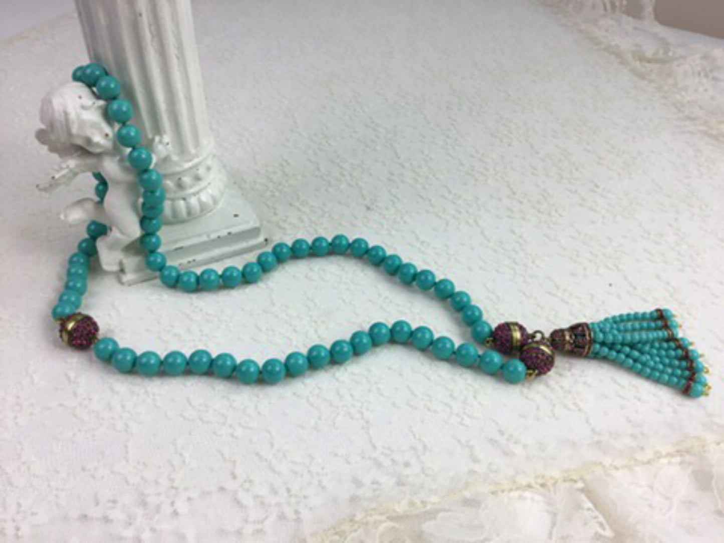 Vintage Faux turquoise Bead Necklace ,Gift for Her, Gifts for Mom, Custom Jewelry, Gifts