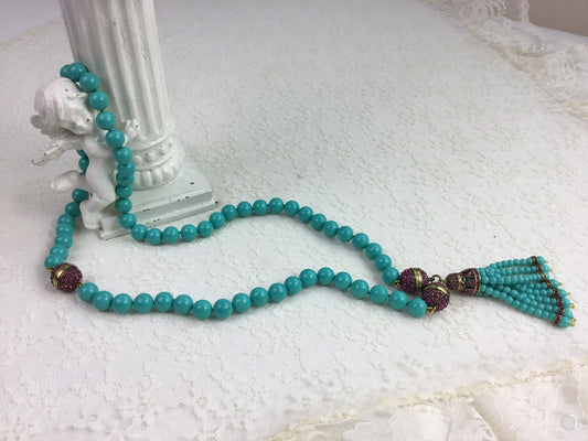 Vintage Faux turquoise Bead Necklace ,Gift for Her, Gifts for Mom, Custom Jewelry, Gifts