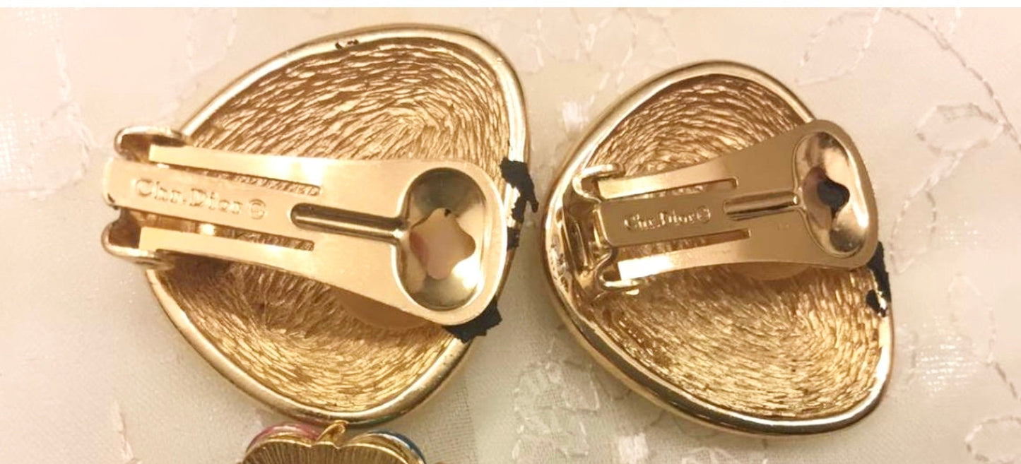 Vintage Christian Dior Clip on Earrings - Gold, Late 1960s