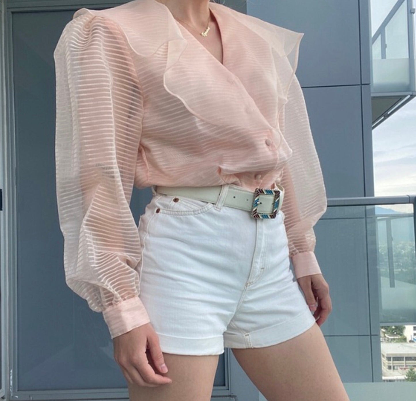 Vintage 1950s Pink Blouse, 50s Pink Blouse,M