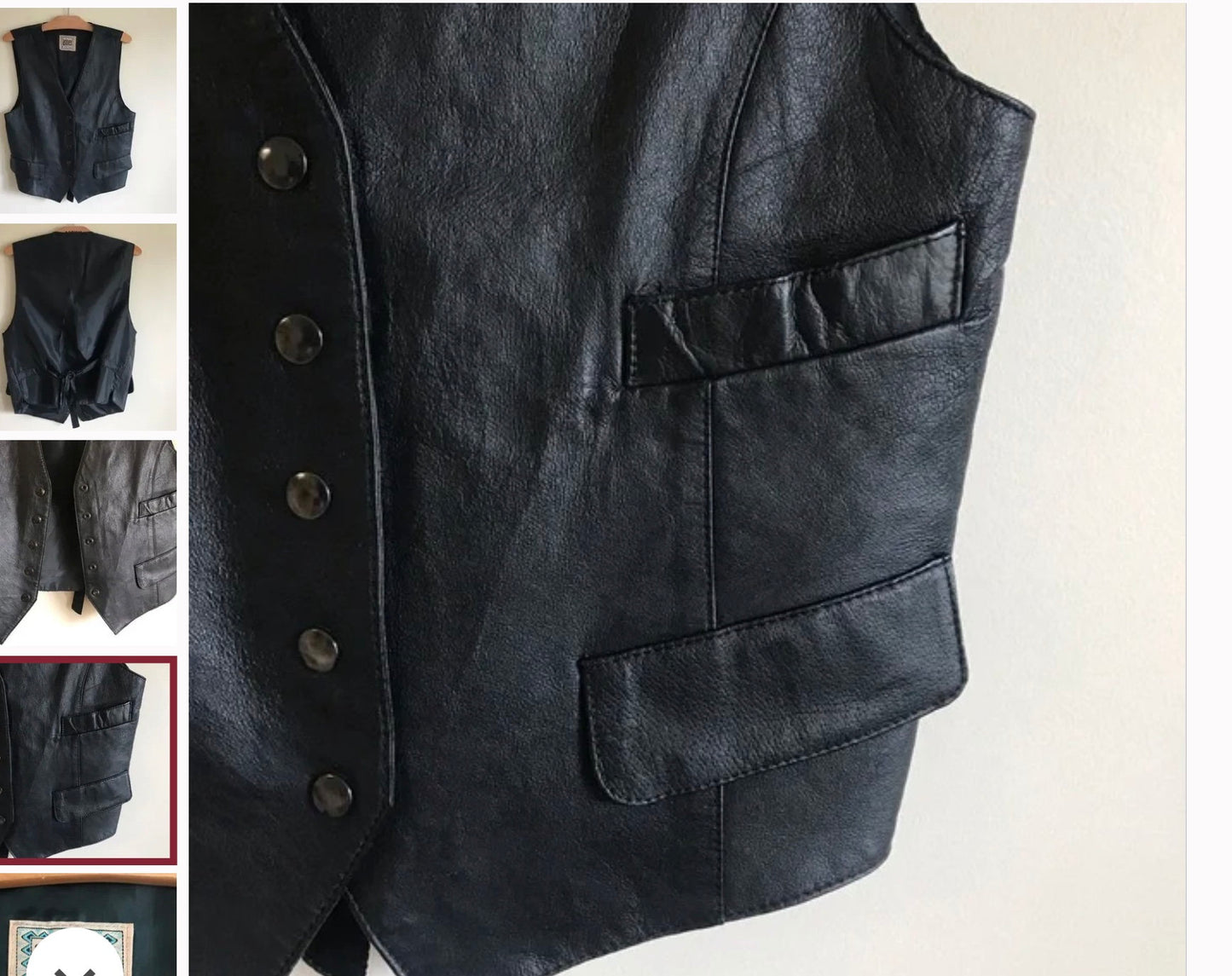Vintage~Men's~Genuine Leather~Black~VEST/Vintage Leather Biker Vest Cuir Annex