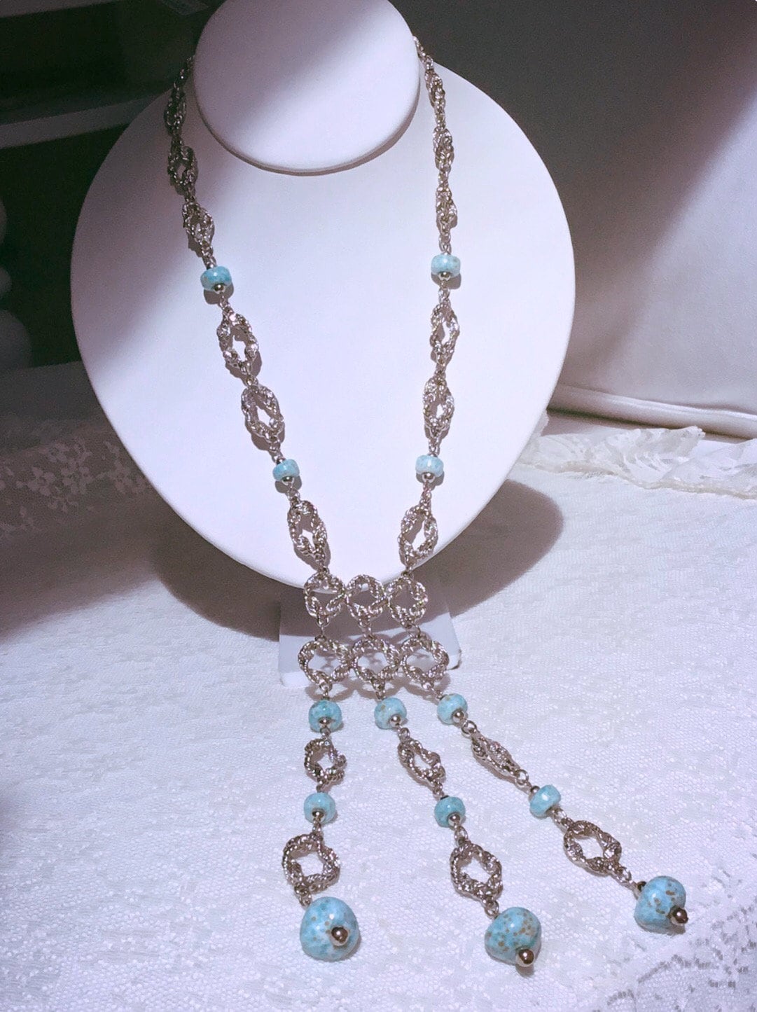 Beautiful Ocean blue Glass "Stone" necklace