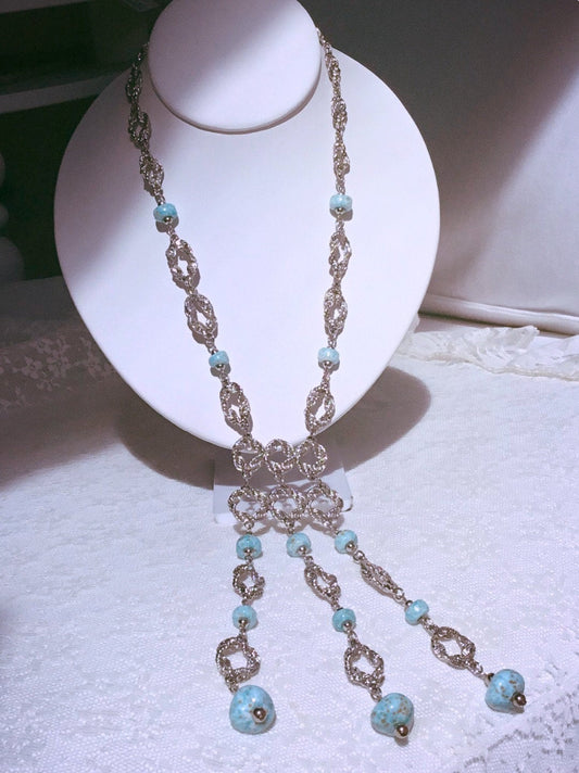 Beautiful Ocean blue Glass "Stone" necklace