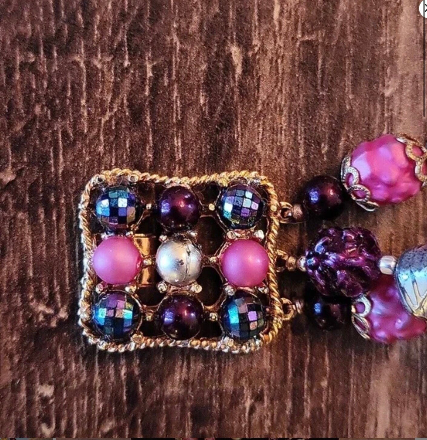 Vintage 1960's multi-strand pink,purple bead necklace original 1960s necklace vintage pink ,purple bead necklace,bracelet and earrings set