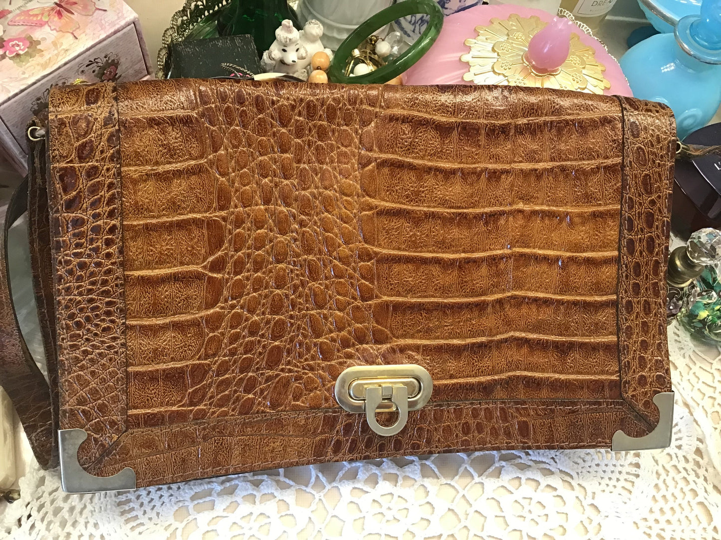 Vintage Veneto Reptile Skin Satchel - Made in Italy