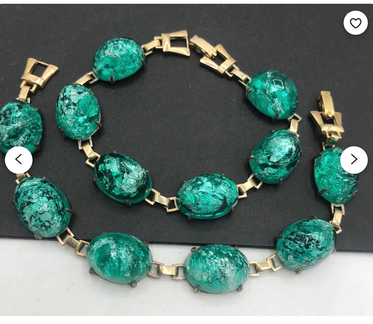 Vintage Bracelet Set: Aqua Green Cabochon Chunky Bracelets, a Timeless Gift for Her