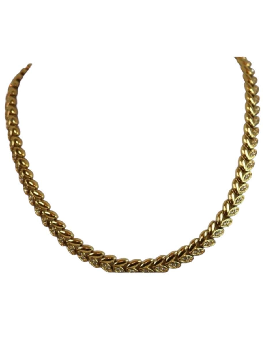 NAPIER Gold Plated floral chain with Rhinestones n