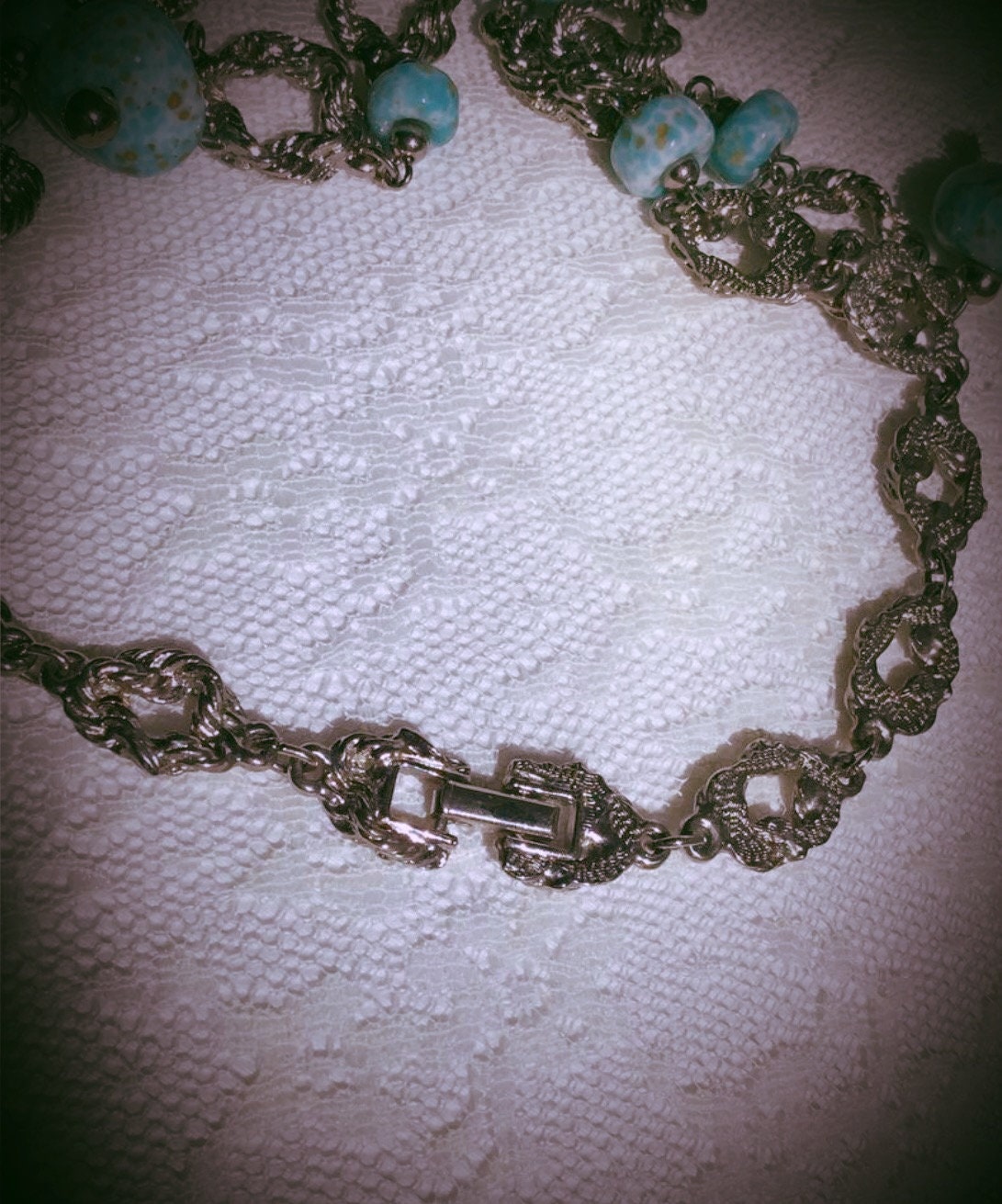 Beautiful Ocean blue Glass "Stone" necklace