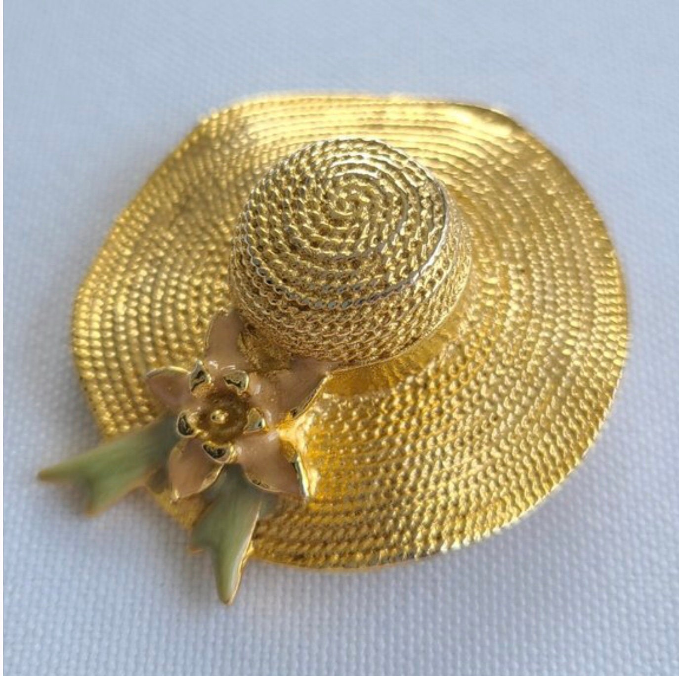 Vintage Straw Hat & Purse Brooch 2 Pc Set