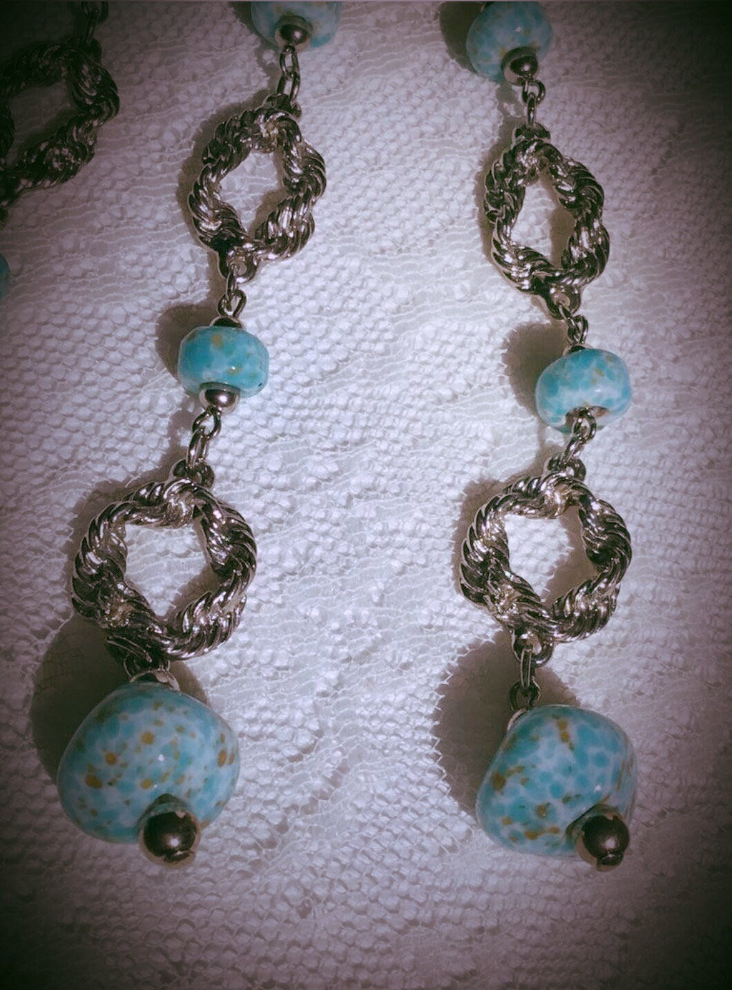 Beautiful Ocean blue Glass "Stone" necklace