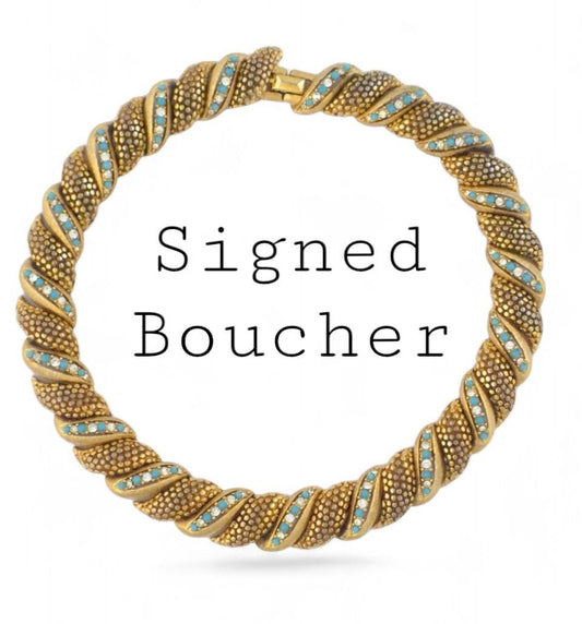 Vintage MARCEL BOUCHER Multistone Gold Tone Choker Necklace Circa 1960s