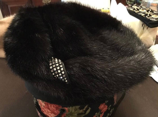 Vintage Black Mink Fur Women 60s Andre Canada Med