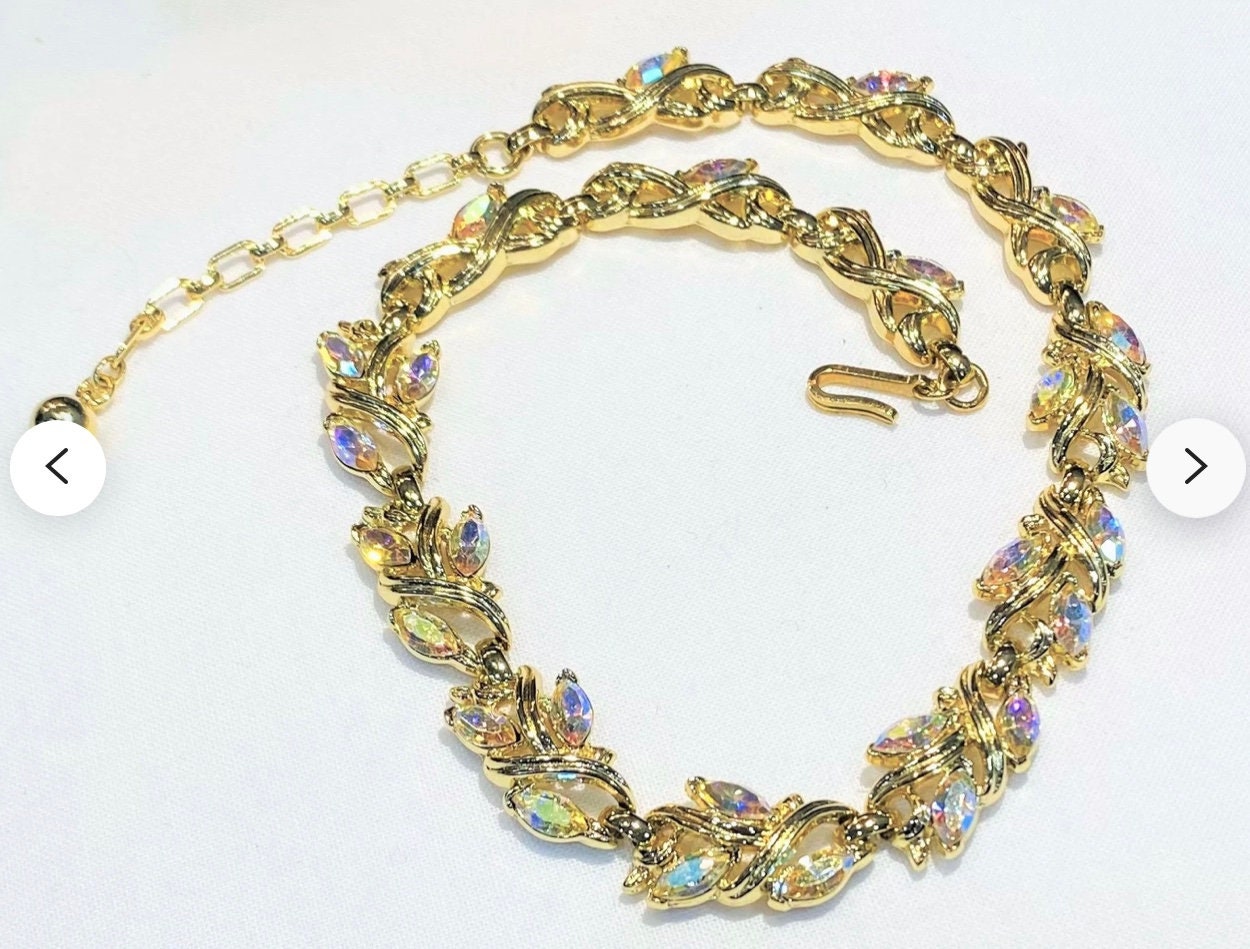 Wonderful Vintage Crown Trifari Marquise AB Rhinestone Suite