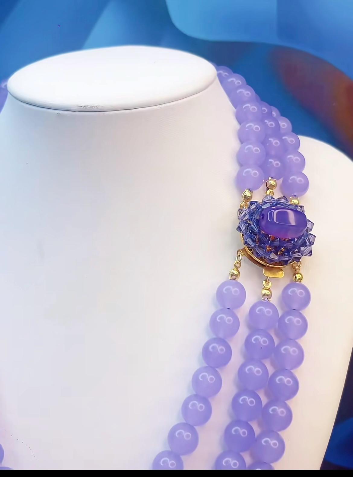 Vintage Natural Chalcedony Bead Estate Jewelry Necklace - Made in France, Circa 1950