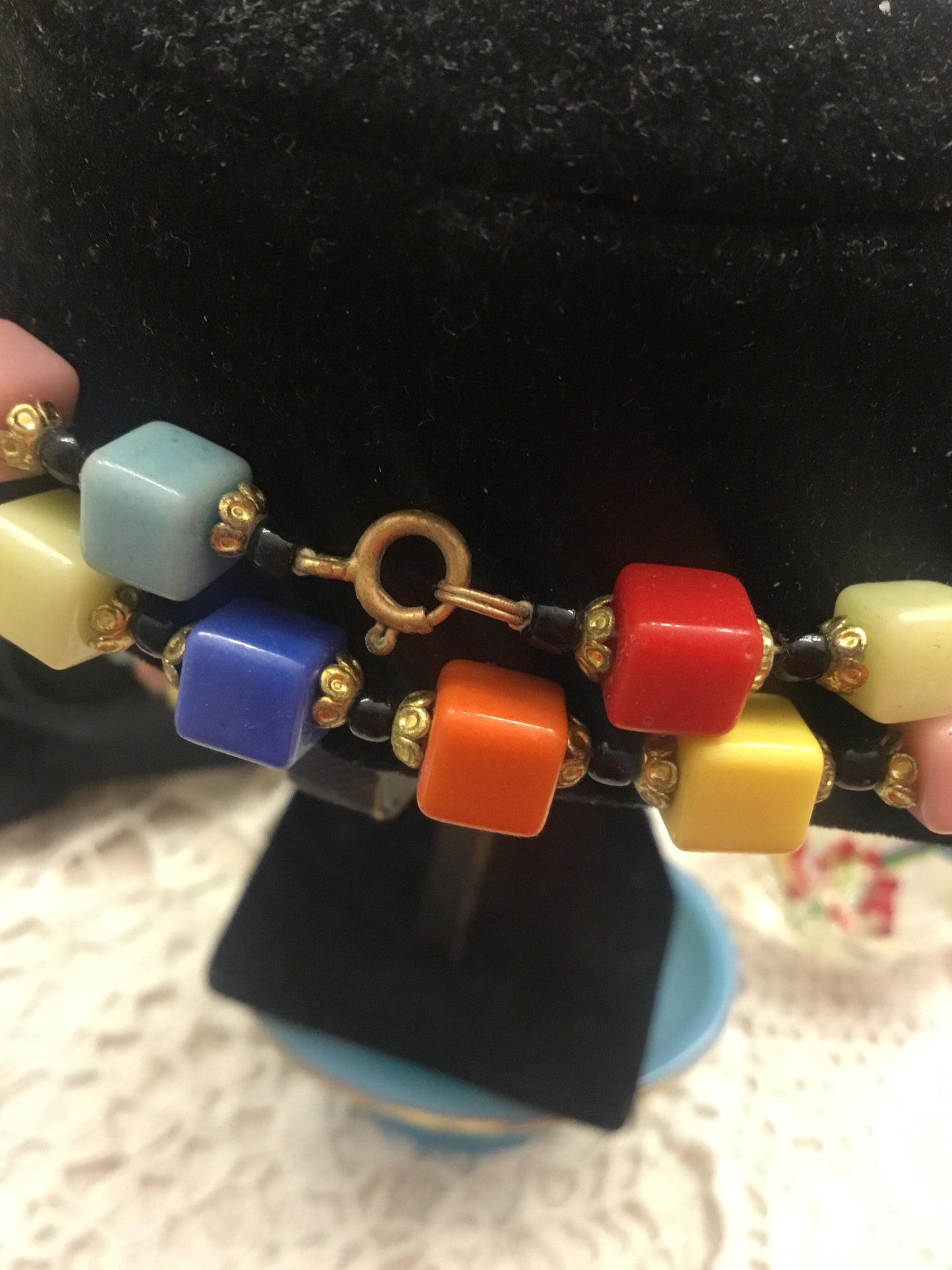 MCM Murano Italy Multi Color Cubic Glass Beads Opera Length Necklace