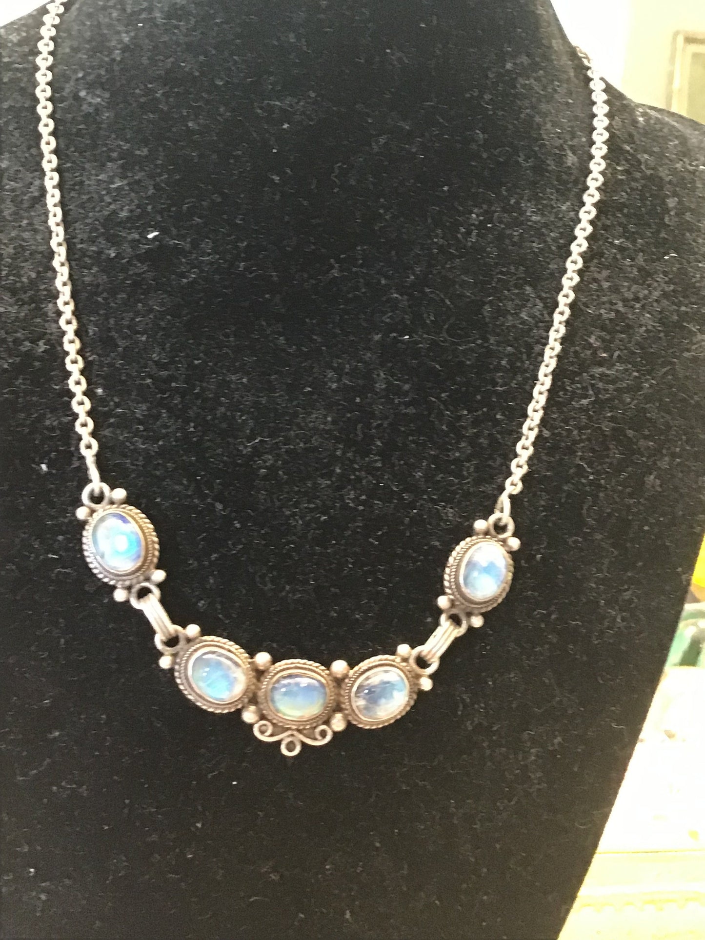 Vintage Labradorite Necklace - 925 Sterling Silver - Unique and Ethnically Inspired