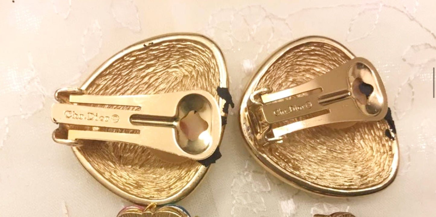 Vintage Christian Dior Clip on Earrings - Gold, Late 1960s