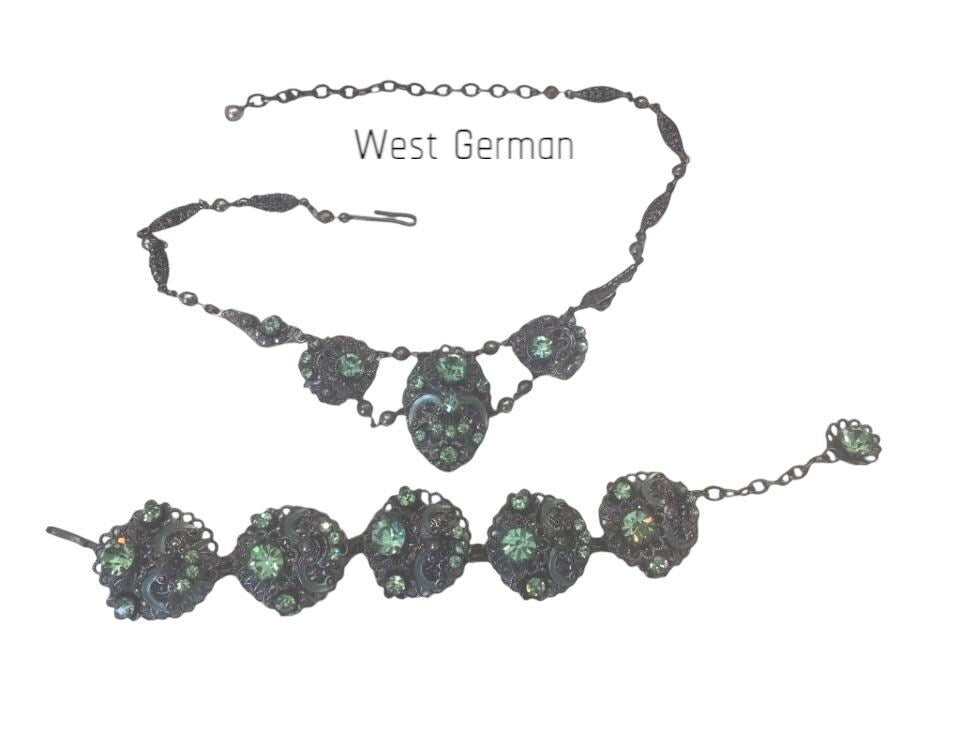 West German Vintage Art Deco Necklace and Bracelet Set