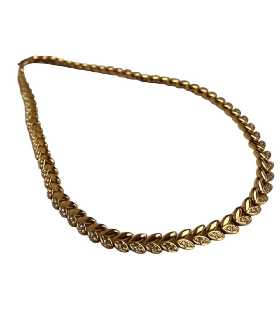 NAPIER Gold Plated floral chain with Rhinestones n