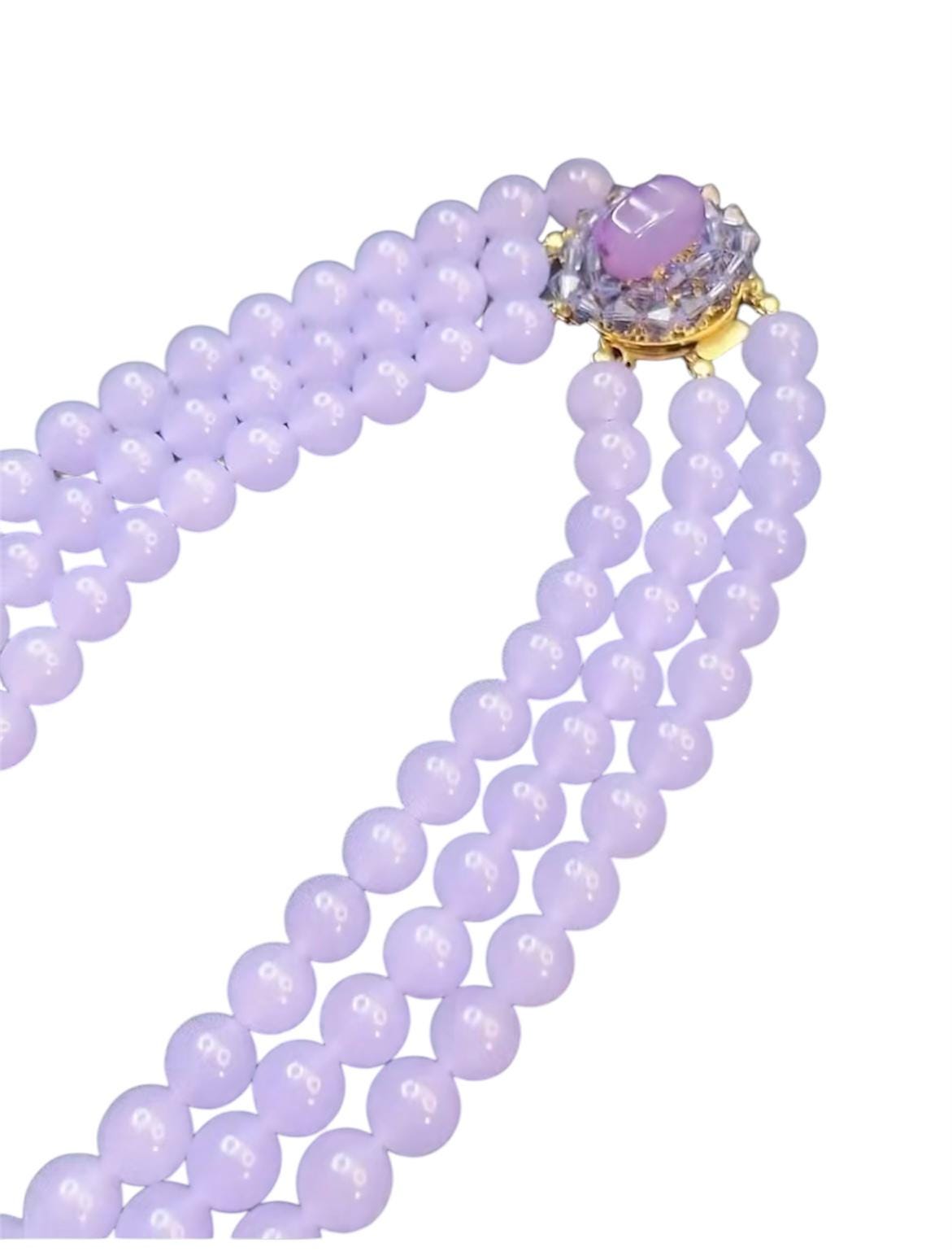 Vintage Natural Chalcedony Bead Estate Jewelry Necklace - Made in France, Circa 1950