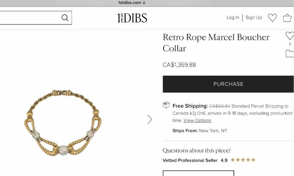 Vintage MARCEL BOUCHER Multistone Gold Tone Choker Necklace Circa 1960s