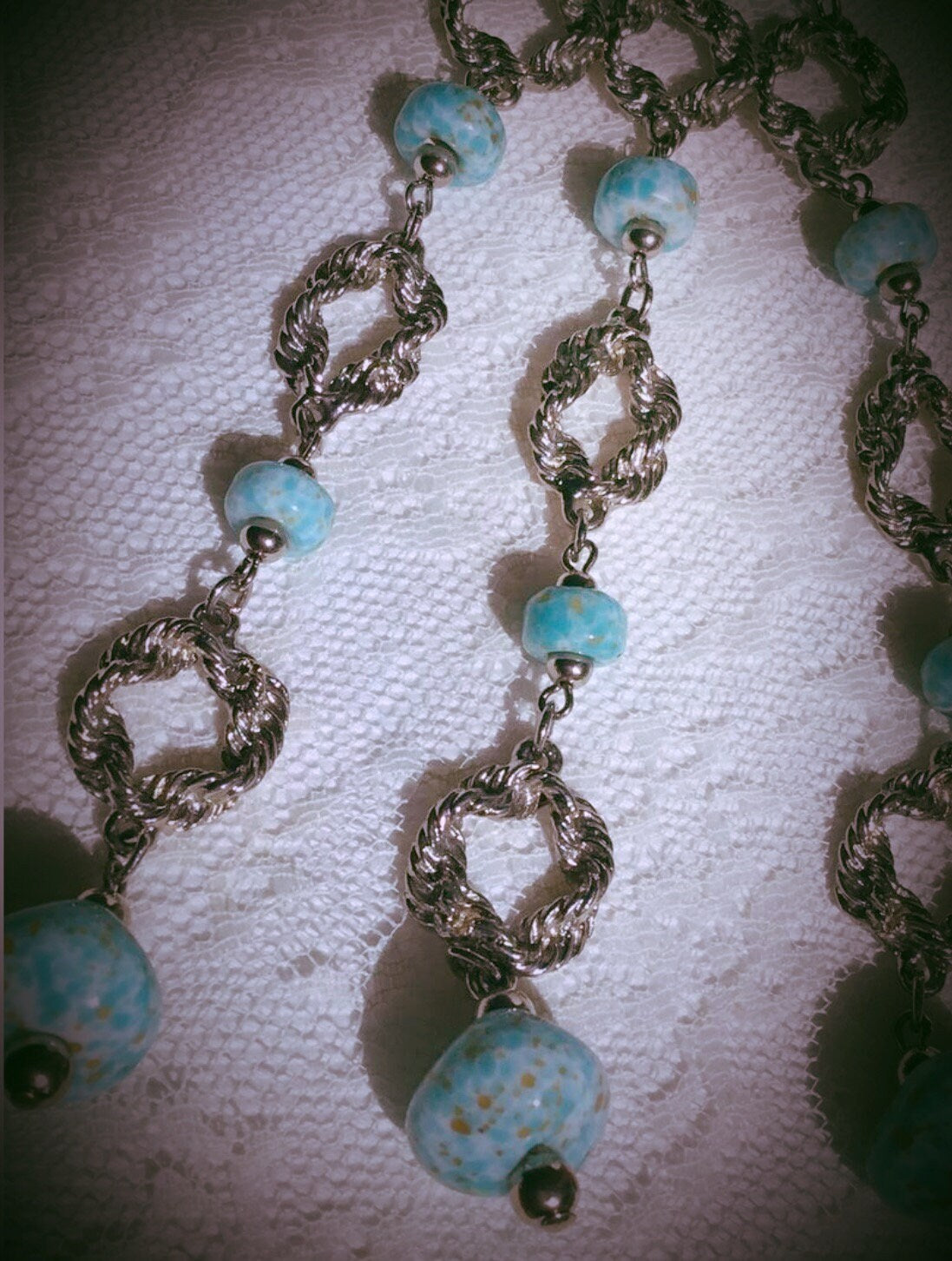 Beautiful Ocean blue Glass "Stone" necklace