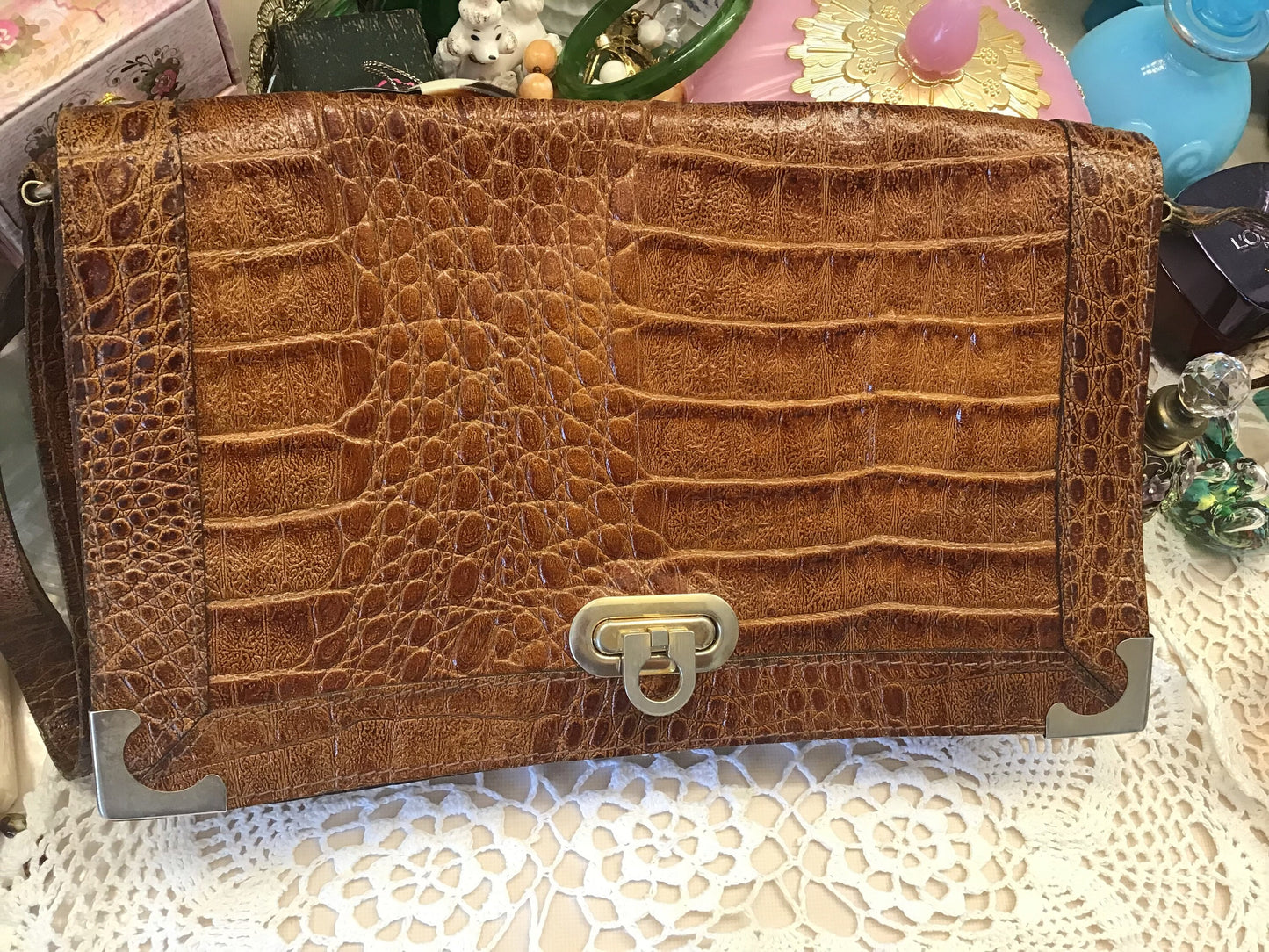 Vintage Veneto Reptile Skin Satchel - Made in Italy