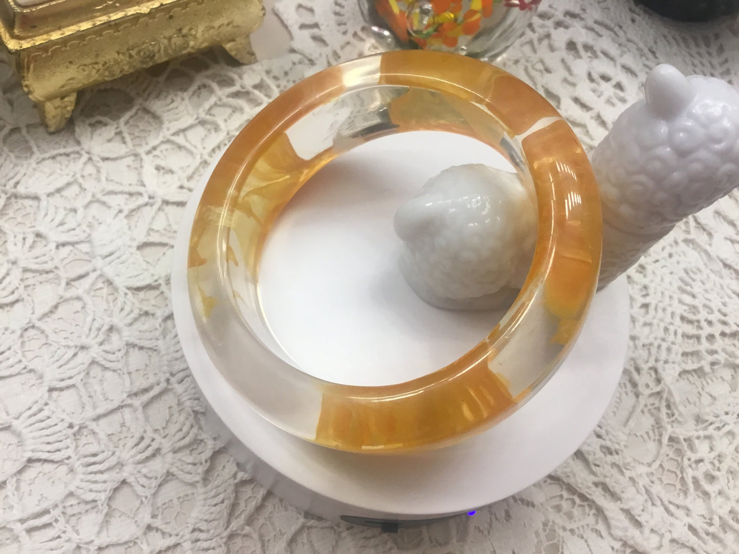 Vintage Clear and Gold Acrylic bangle